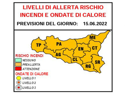 Sicilia: livelli di allerta rischio incendi e ondate di calore a cura del Dipartimento Regionale della Protezione Civile.